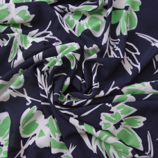 Тканина платтяна тканина з малюнком супер софт Хібіскус зелений