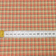 Тканина костюмна Клітка металік беж/червона