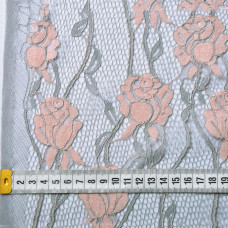 Тканина гіпюр Троянда сіро-рожева