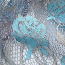 Тканина гіпюр Троянда сіро/блакитний