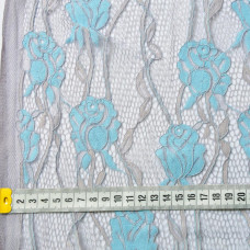 Тканина гіпюр Троянда сіро/блакитний