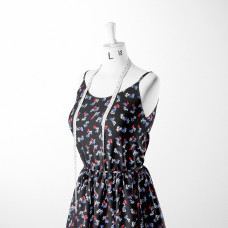 Тканина плательна креп Мадагаскар V-38/1 букетик чорна