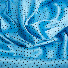 Тканина атлас Горохи асорти дрібні т/голуб