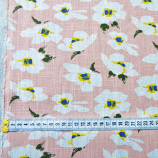 Тканина льон віскоза з малюнком Забава V-8/1 рута рожевий