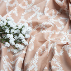Тканина поплін стрейч Віночок пудра