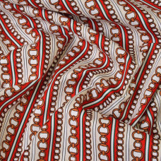 Тканина поплін стрейч браслет червоний/беж