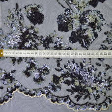 Тканина сітка з паєтками Майра т/синя