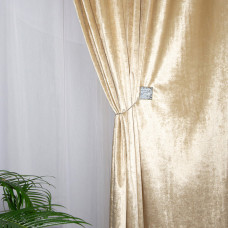 Тканина портьєрна однотонна Оксамит Roma V-10597 беж