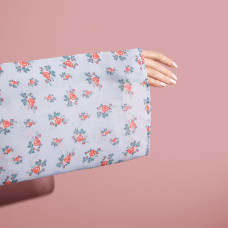 Тканина шифон із малюнком роза голуб/сіра