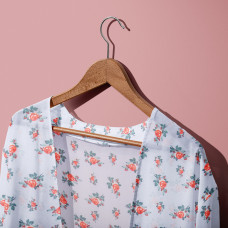 Тканина шифон із малюнком роза голуб/сіра