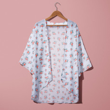 Тканина шифон із малюнком роза голуб/сіра