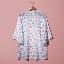 Тканина шифон із малюнком роза голуб/сіра