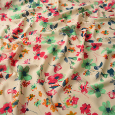 Тканина шифон стрейч Флора галявина беж