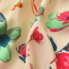 Тканина шифон стрейч Флора галявина беж