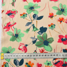 Тканина шифон стрейч Флора галявина беж
