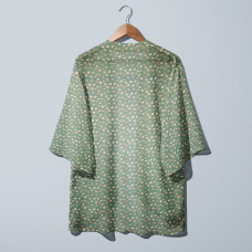 Тканина шифон креп флора т/зелена