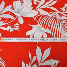 Тканина платня льон віскоза з малюнком аквалегія