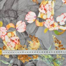 Тканина костюмна Fendi принт сіра тюльпані, Квітковий