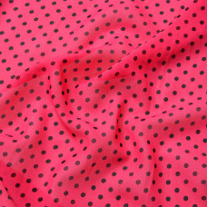 Тканина шифон Горохи асорти дрібні малина