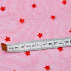 Тканина фатін червоні зірочки