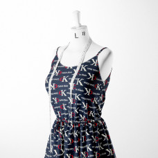 Тканина плательна штапель Бренди CK т/синя