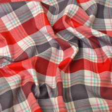 Тканина костюмна Клітка червона/сіра/молоко