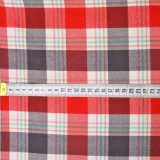 Тканина костюмна Клітка червона/сіра/молоко