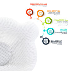 Подушка дитяча ортопедична Ведмедик ТM PAPAELLA для немовлят 20х27х5 см біла