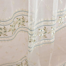 Тканина тюль фатин з вишивкою Марсель V-3 бірюза