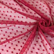 Тканина сітка Горох вишня