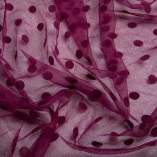 Тканина сітка стрейч Горох із флоком вишня