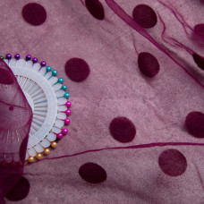 Тканина сітка стрейч Горох із флоком вишня