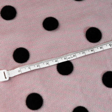 Тканина сітка стрейч Горох із флоком бордо чорна