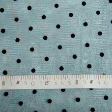 Тканина сітка стрейч Горох із флоком дрібний бірюза