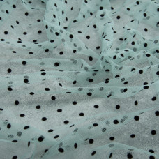 Тканина сітка стрейч Горох із флоком дрібний м'ята