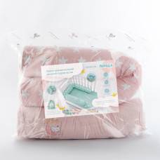 Бортик валик захисний мультифункціональний PAPAELLA 60х15 см 120х15 см дитяче ліжечко пудра