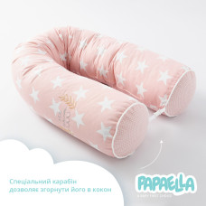 Бортик валик захисний мультифункціональний PAPAELLA 60х15 см 120х15 см дитяче ліжечко пудра