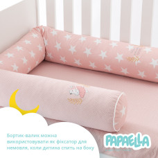 Бортик валик захисний мультифункціональний PAPAELLA 60х15 см 120х15 см дитяче ліжечко пудра