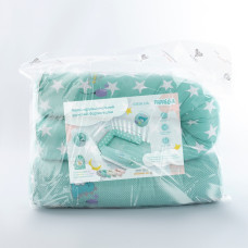 Бортик валик захисний мультифункціональний PAPAELLA 60х15 см 120х15 см дитяче ліжечко м'ята