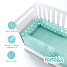Бортик валик захисний мультифункціональний PAPAELLA 60х15 см 120х15 см дитяче ліжечко м'ята
