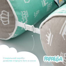 Бортик валик захисний мультифункціональний PAPAELLA 60х15 см 120х15 см дитяче ліжечко м'ята/беж
