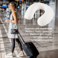 Подушка рогалик дорожня Меморі 30х40 см IDEIA піна вісколоастик для шиї подорожей з наволочкою на блискавці