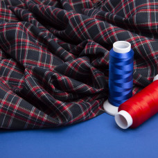 Тканина костюмна Клітина т/синя червона