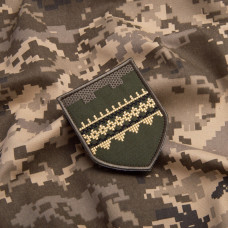 Шеврон на липучці Тероборона вишиванка 7,5х9,2 см вишитий патч нашивка