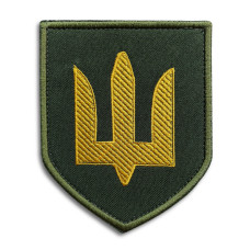 Шеврон на липучці Тризуб ЗСУ 8,5х10 см вишитий патч нашивка