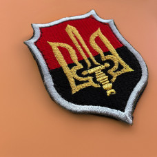 Шеврон на липучці Герб УПА Тризуб України 6х8 см вишитий патч нашивка