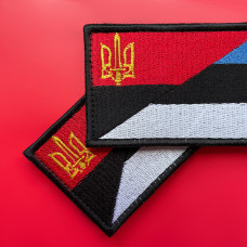 Шеврон на липучке Правий Сектор та Естонія прапор Естонії 5х8 см вишитий патч нашивка