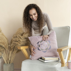 Подушка декоративна 50х50 см Serenity IDEIA антиалергенна пудра з вишивкою