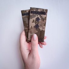 Шеврон на липучці погон звання ЗСУ Підполковник 5х10 см піксель вишитий патч нашивка