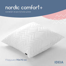 Подушка для сну 70х70 см NORDIC COMFORT+ IDEIA антиалергенна холофайбер чохол з блискавкою біла